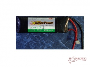 Литий-полимерная батарея Disire-power 11,1V 4000mAh-30С (26*43*135)288г. max55C